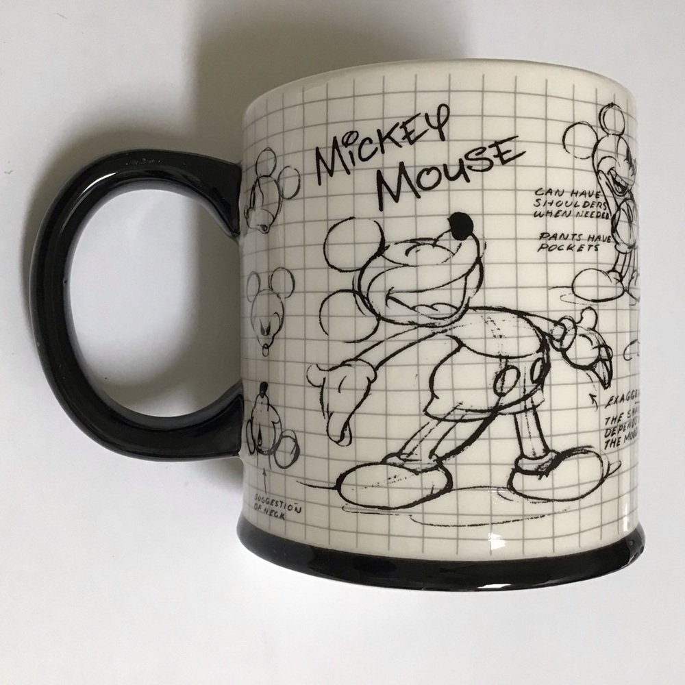 Disney Mickey Mouse Sketch Coffee Mug Cartoon Jumbo Tea Cup Big 16 oz Vintage